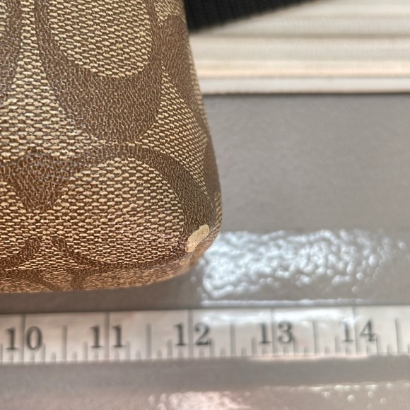 COACH Purse Shoulder Bag Crossbody Brown Red Coated Canvas Monogram Signature - Picture 11 of 13